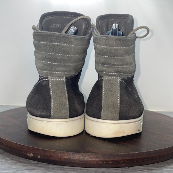 Gucci High Top Shoes Mens Size 11 Gray White Suede Leather Made In Italy Luxury - Picture 7 of 15
